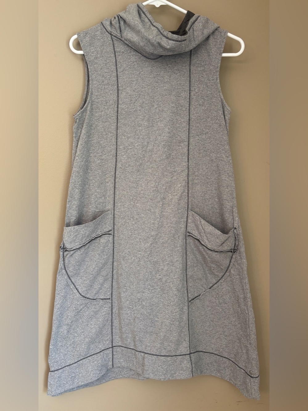 Neon Buddha Sleeveless Hooded Dress / Cover Up Cowl Neck Heather Grey XS